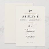 Elegant Minimal 30th Birthday Celebration 招待状 (正面/裏面)