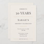 Elegant Minimal 30th Birthday Celebration 招待状 (正面/裏面)