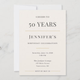 Elegant Minimal 50th Birthday Celebration 招待状