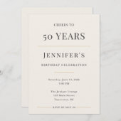 Elegant Minimal 50th Birthday Celebration 招待状 (正面/裏面)