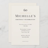 Elegant Minimal 60th Birthday Celebration 招待状 (正面/裏面)