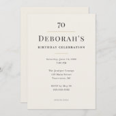 Elegant Minimal 70th Birthday Celebration 招待状 (正面/裏面)