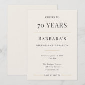 Elegant Minimal 70th Birthday Celebration 招待状 (正面/裏面)