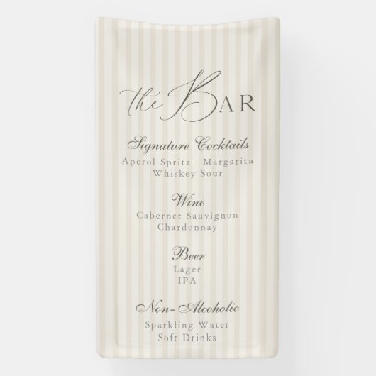 Elegant Minimal Bar Menu Wedding Sign 横断幕 (縦)