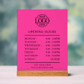 Elegant Minimal Bight Pink Business Opening Hours アクリルサイン (ニュートラル)