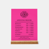 Elegant Minimal Bight Pink Business Opening Hours アクリルサイン (正面)