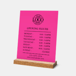 Elegant Minimal Bight Pink Business Opening Hours アクリルサイン