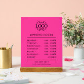 Elegant Minimal Bight Pink Business Opening Hours アクリルサイン (ウェディング)