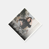 Elegant Minimal Birthday Party Photo Modern Script スタンダードカクテルナプキン (角)