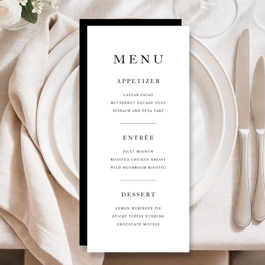 Elegant Minimal Black And White Dinner メニュー