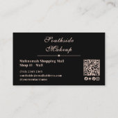 Elegant Minimal Black Makeup Artist QR Business  名刺 (裏面)
