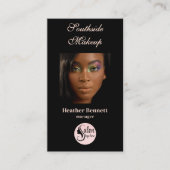 Elegant Minimal Black Makeup Artist QR Business  名刺 (正面)