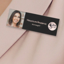 Elegant Minimal Black Makeup  Business Employee 名札
