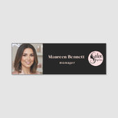 Elegant Minimal Black Makeup  Business Employee 名札 (正面)