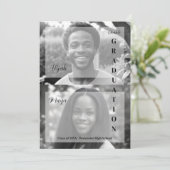 Elegant Minimal Black & White 2 Photos Double Grad 招待状 (スタンド正面)