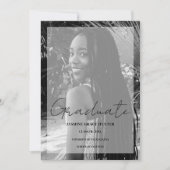 Elegant Minimal Black & White Photo Graduation 招待状 (正面)