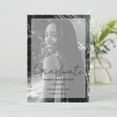 Elegant Minimal Black & White Photo Graduation 招待状 (スタンド正面)