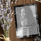 Elegant Minimal Black & White Photo Graduation 招待状