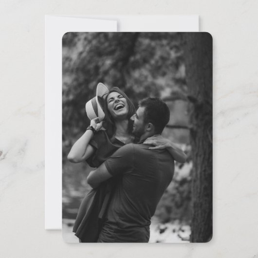 Elegant Minimal Black White Photo Wedding 招待状 (裏面)