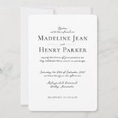 Elegant Minimal Black White Photo Wedding 招待状 (正面)