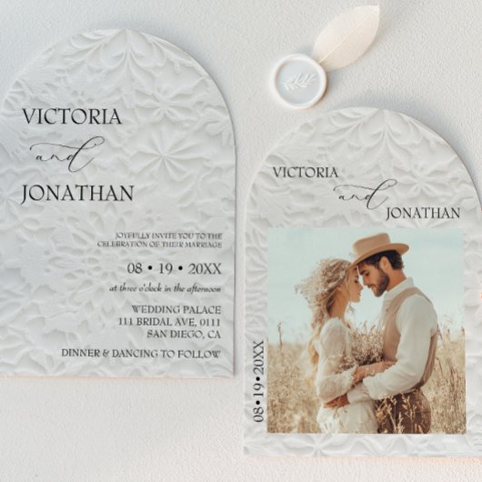 Elegant Minimal Black & White Winter Wedding 招待状