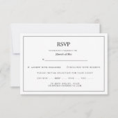 Elegant Minimal Border Black and White Wedding 出欠カード (正面)