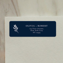 Elegant Minimal Botanical Wedding Return Address ラベル