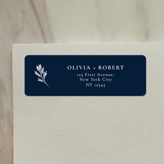 Elegant Minimal Botanical Wedding Return Address ラベル