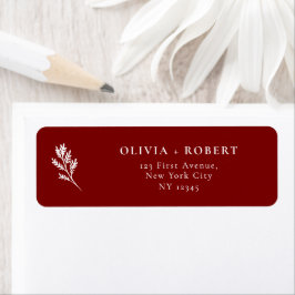Elegant Minimal Botanical Wedding Return Address ラベル