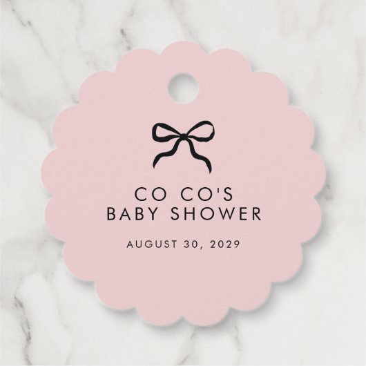 Elegant Minimal Bow Blush Pink Baby Shower Candle  フェイバータグ (裏面)