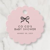 Elegant Minimal Bow Blush Pink Baby Shower Candle  フェイバータグ (正面)