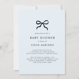 Elegant Minimal Bow Boy Baby Shower Invitation 招待状