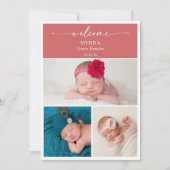 Elegant Minimal Chic Photo Baby Announcement Card 招待状 (正面)