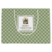 Elegant Minimal Christmas Gift Bag Sage Gold Desig ラージペーパーバッグ (正面)