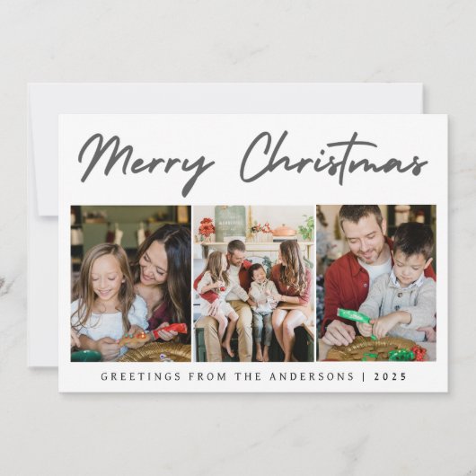 Elegant Minimal Christmas | Modern Family 3 Photo  シーズンカード (正面)