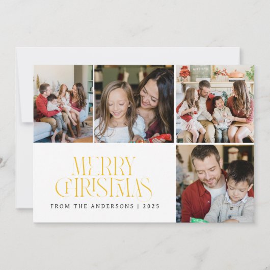 Elegant Minimal Christmas | Modern Family 4 Photo  シーズンカード (正面)