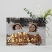 Elegant Minimal Christmas | Modern Family Portrait 箔シーズンカード (立ち正面)