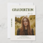 Elegant minimal Cream & sage Green Graduation 招待状 (正面)