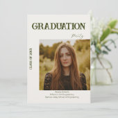 Elegant minimal Cream & sage Green Graduation 招待状 (スタンド正面)