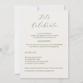 Elegant minimal Cream & sage Green Graduation 招待状 (裏面)