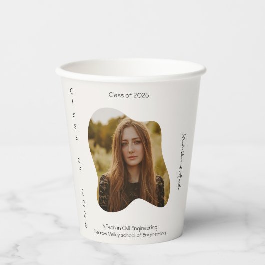 Elegant minimal Cream & sage Green Graduation 紙コップ (正面)