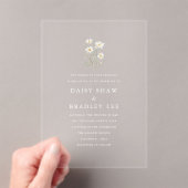 Elegant Minimal Daisy Floral Wedding アクリル招待状 (インサイチュ (ポータブル))