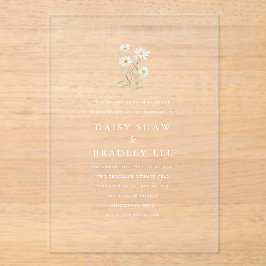 Elegant Minimal Daisy Floral Wedding アクリル招待状