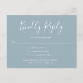 Elegant Minimal Dusty Blue Wedding RSVP インビテーションポストカード (正面)