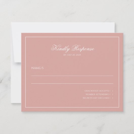 Elegant Minimal Dusty Rose Border Script Wedding 出欠カード (正面)