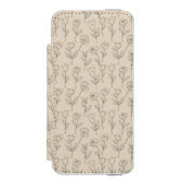 Elegant Minimal Floral Line Pattern Incipio iPhoneウォレットケース (フォリオ 正面)