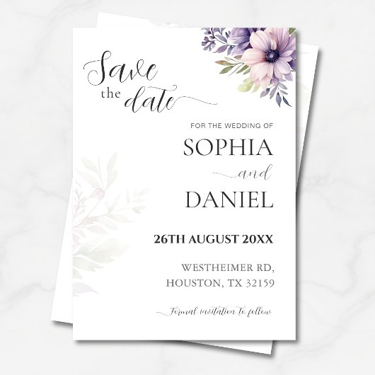 Elegant Minimal Floral Save the Date Card  招待状