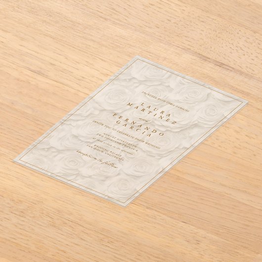 Elegant Minimal Floral Wedding  アクリル招待状 (レイダウン)
