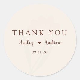 Elegant Minimal Floral Wedding Round Sticker ラウンドシール