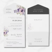 Elegant Minimal Floral White Wedding Invitation  オールインワン招待状